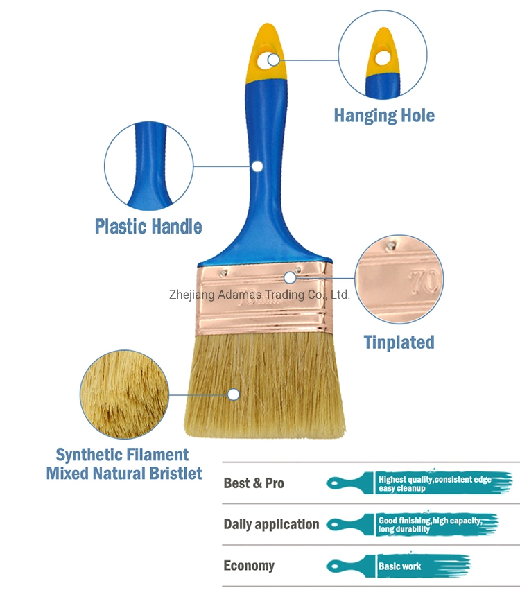 Promotion Plastic Handle Pure Bristle Paint Brushes Set Hand Tool for Painting